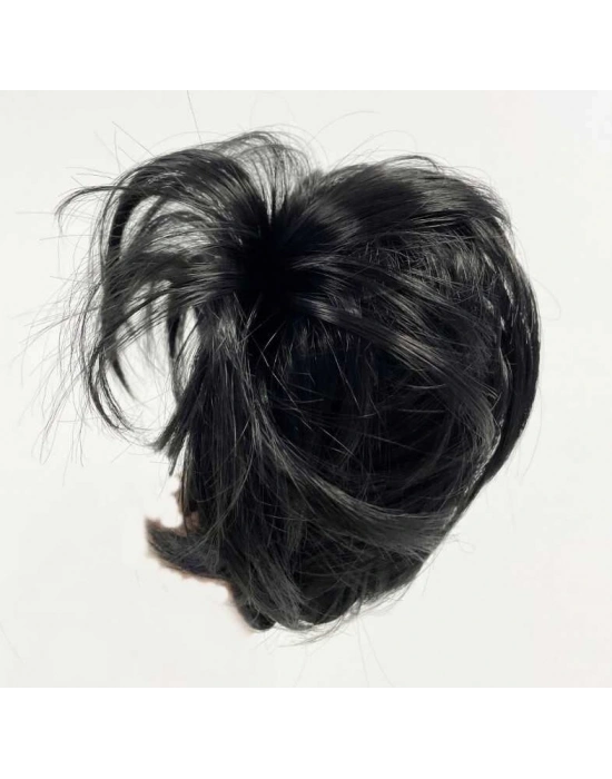 Siyah Renk Düz Model Hazır Telli Saç Şeklinde Peruk Postiş Toka