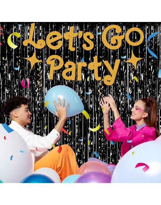 Siyah Renk Ekstra Metalize Parlak Saçaklı Arka Fon Perde İthal A Kalite 1x2 Metre