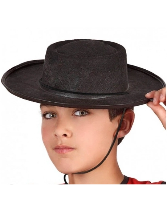 Siyah Renk Keçe Flamenko Şapkası Çocuk Boy