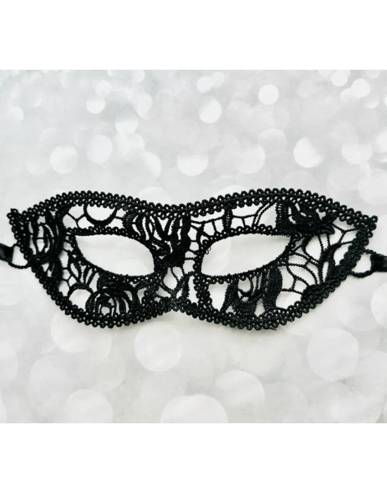 Siyah Renk Kedi Model Dantel İşleme Parti Maskesi 12 No