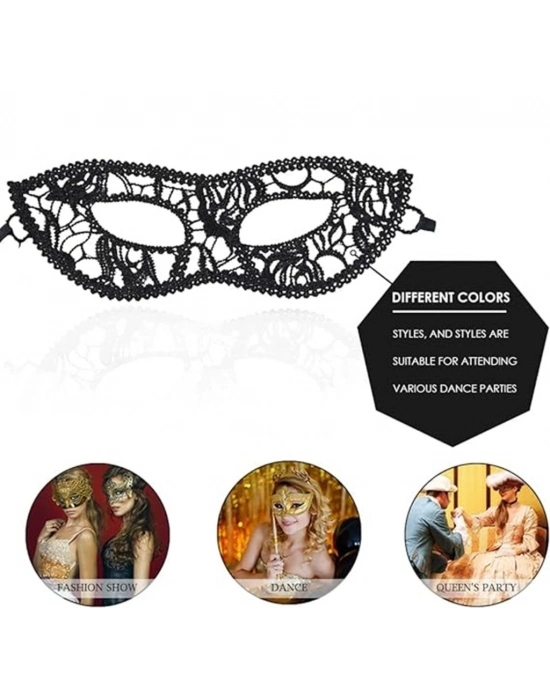 Siyah Renk Kedi Model Dantel İşleme Parti Maskesi 12 No