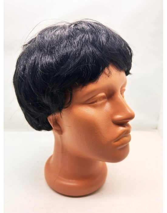 Siyah Renk Kısa Kesim İçi Astarlı Erkek Peruğu