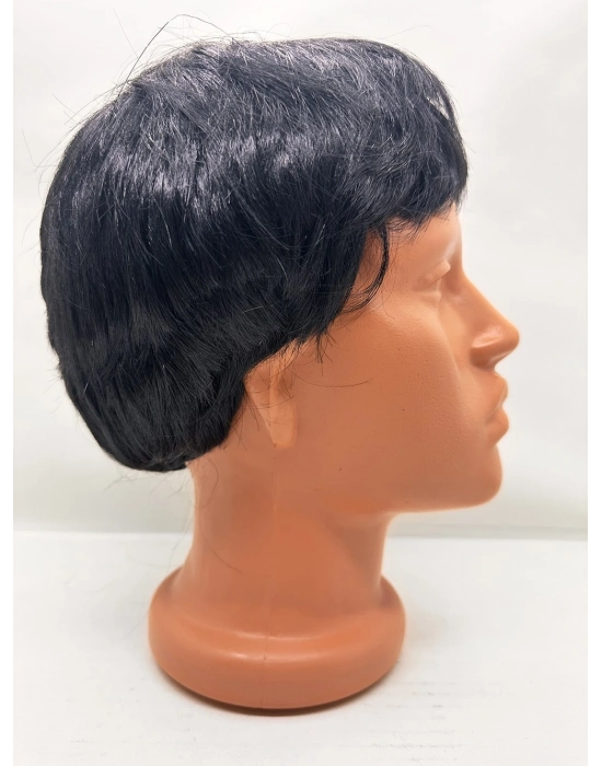 Siyah Renk Kısa Kesim İçi Astarlı Erkek Peruğu