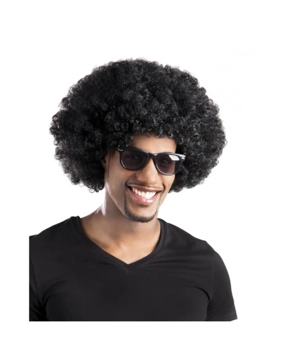 Siyah Renk Kıvırcık Afro Bonus Peruk Parti Peruğu