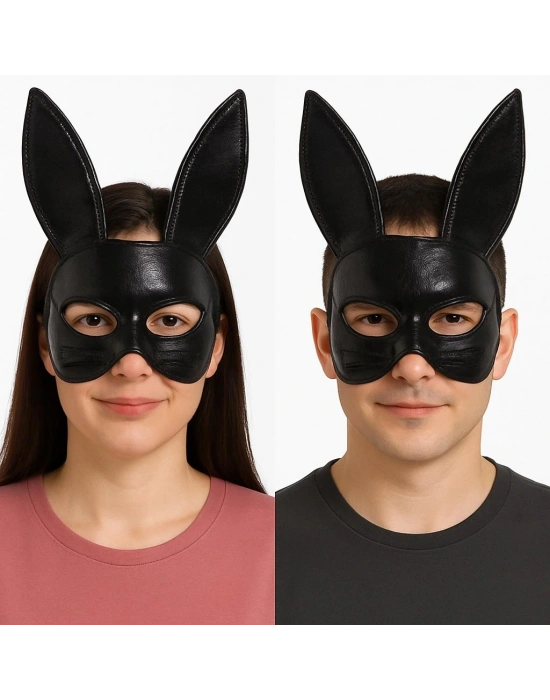 Siyah Renk Kumaş Malzemeden İmal Eva Tavşan Maskesi 19x15 Cm