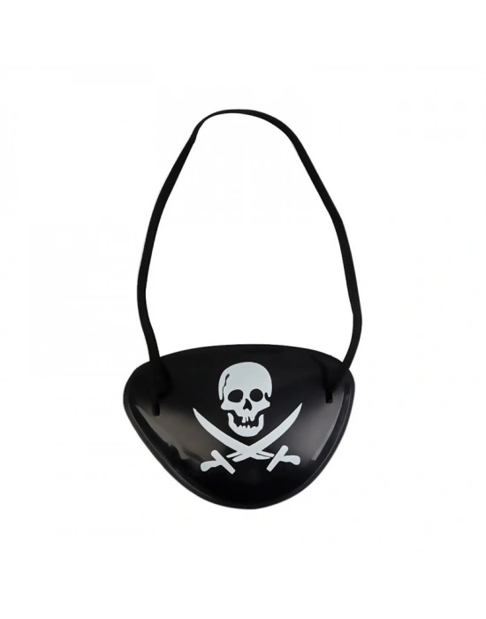 Siyah Renk Kuru Kafa Baskılı Plastik Korsan Göz Maskesi Korsan Göz Bandı