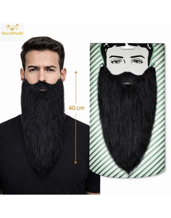 Siyah Renk Lastikli Uzun Takma Sakal 40 cm