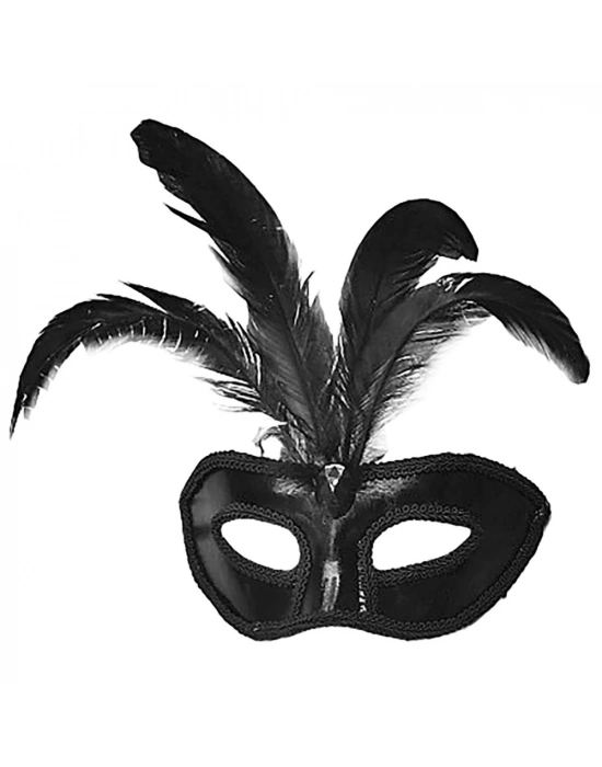 Siyah Renk Rugan Kaplama Siyah Tüylü Parti Maskesi 18x20 Cm