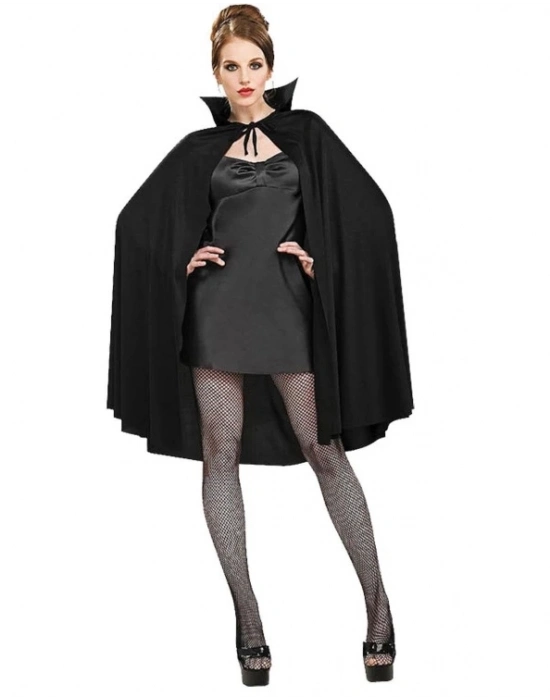 Siyah Renk Yakalı Halloween Pelerini 90 Cm