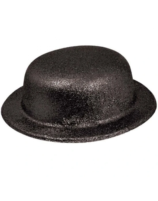 Siyah Renk Yuvarlak Simli Plastik Parti Şapkası