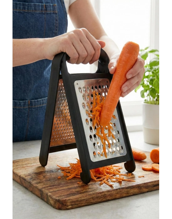 Siyah Renkli Katlanabilir Paslanmaz Çelik Rende