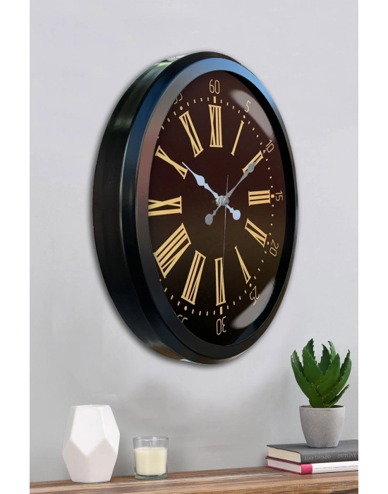 ® Siyah Roma Rakamlı 52 Cm Metal Duvar Saati