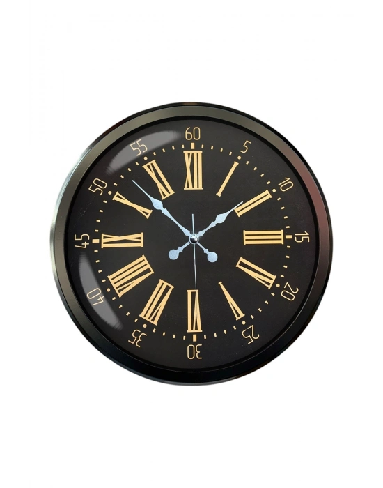 ® Siyah Roma Rakamlı 52 Cm Metal Duvar Saati