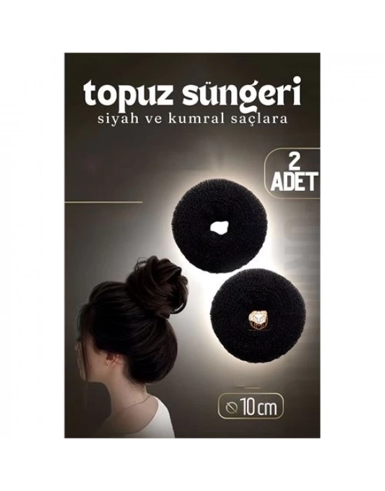 Siyah Saç Topuz Süngeri 2 ADET 10 CM Çap 4 cm Kalınlık