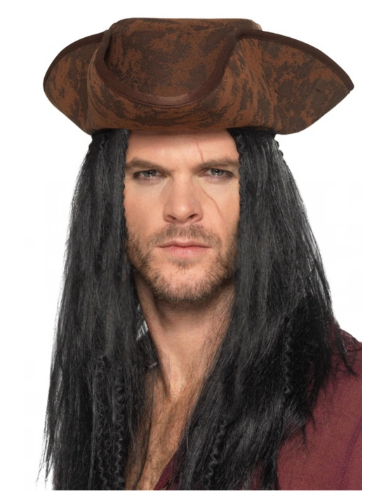 Siyah Saçlı Kaptan Korsan Şapkası