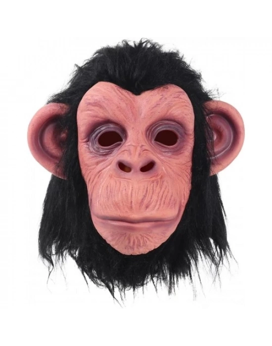 Siyah Saçlı Lateks Şempanze Maskesi