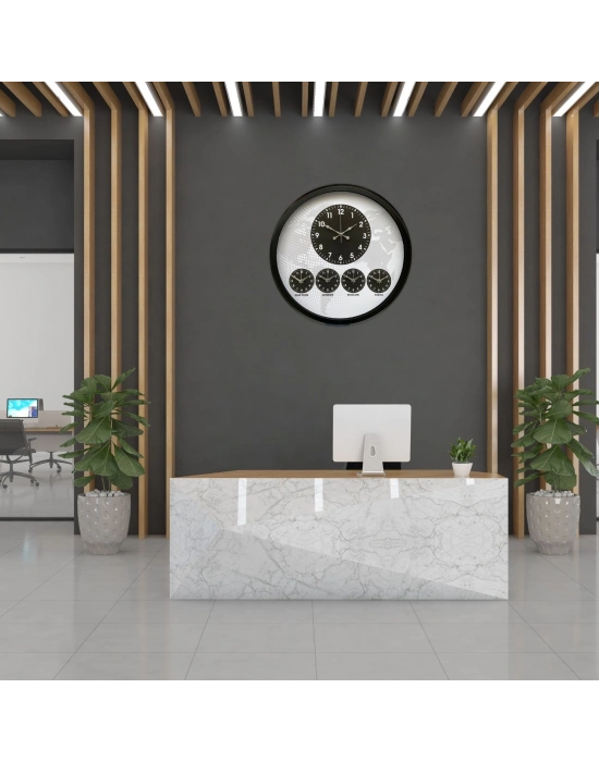 ® Siyah Sade ve Şık 52 Cm Dünya Saati