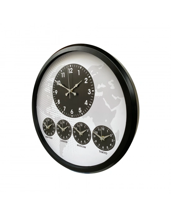 ® Siyah Sade ve Şık 52 Cm Dünya Saati