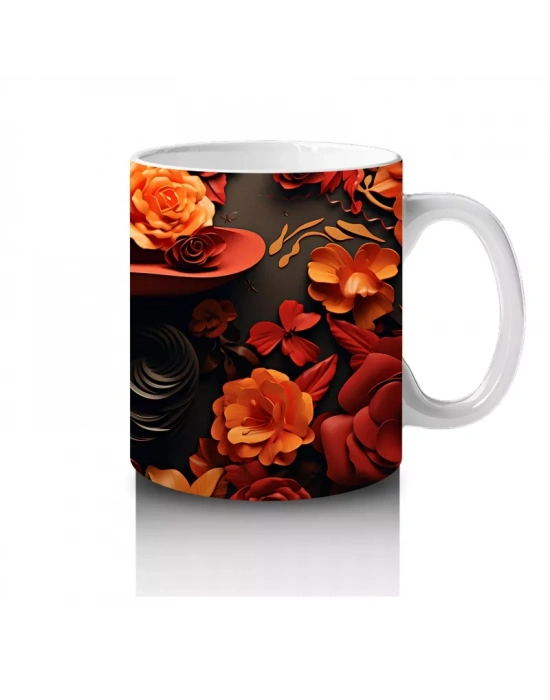 Siyah Şapka Altında Turuncu Gül Bakışı – Hediyelik Kahve Kupası