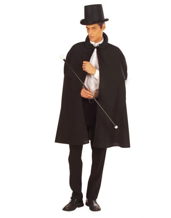 Siyah Sihirbaz Pelerini 120 Cm Ve Sihirbaz Şapkası 12 Cm Yetişkin Boy