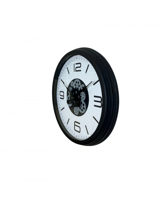 ® Siyah Şık 60 Cm Çarklı Duvar Saati