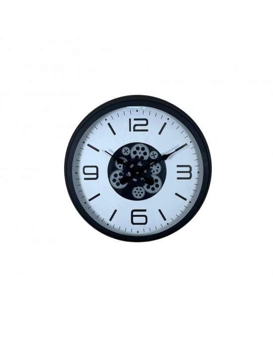 ® Siyah Şık 60 Cm Çarklı Duvar Saati