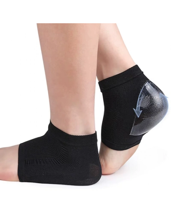 Siyah Silikon Topuk Nemlendirici Çorap