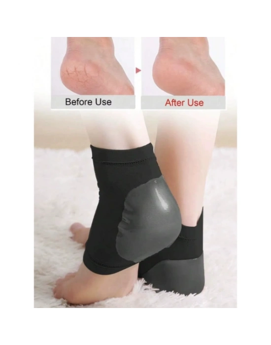 Siyah Silikon Topuk Nemlendirici Çorap