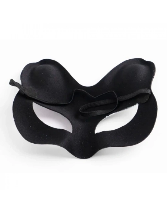 Siyah Süet Gümüş Mavi Simli Kedi Maskesi