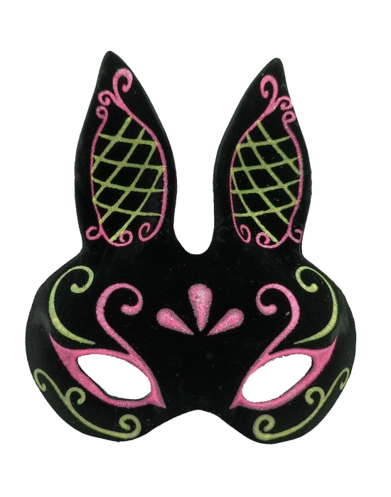 Siyah Süet Kaplama Tavşan Maskesi