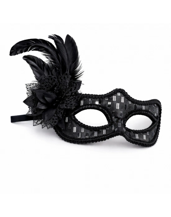 Siyah Tüylü Balo Maskesi Kadın Parti Aksesuarı