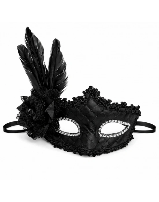 Siyah Tüylü Venedik Lüks Balo Maskesi