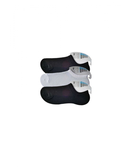 Siyah ve Beyaz Erkek Görünmez Çorap 3 çift