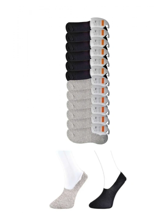 Siyah ve Gri Erkek Babet Çorap 12 çift