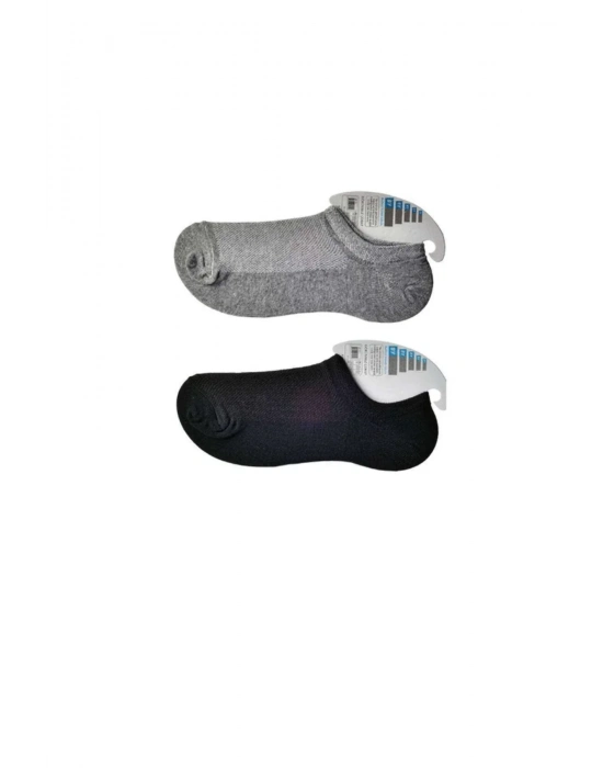 Siyah ve Gri Erkek Görünmez Çorap 12 çift