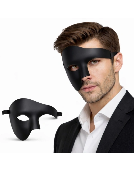 Siyah Yarım Erkek Maske – Phantom Parti & Balo Maskesi