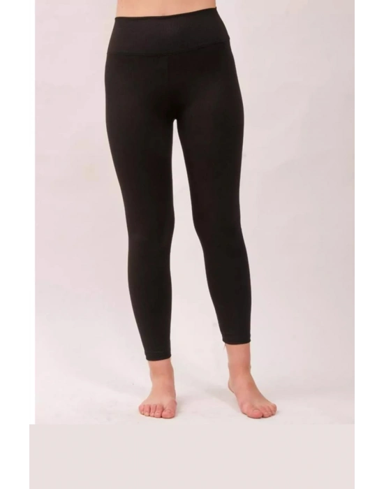 Siyah Yüksek Bel Fitilli Kadın Tayt Yazlık 2001