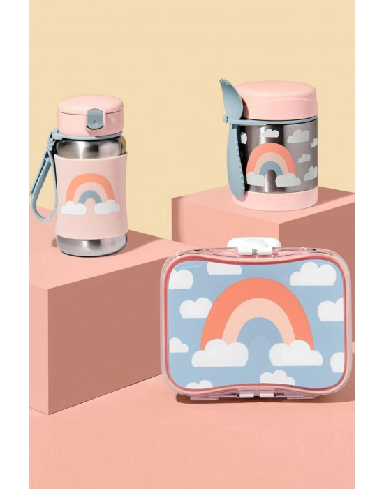 Skip Hop Zoo Pipetli Paslanmaz Çelik Suluk 350 ml Gökkuşağı