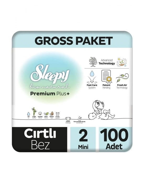 Sleepy Bio Natural Bebek Bezi Gross Paket 2 Beden 3-6 Kg 100 Adet