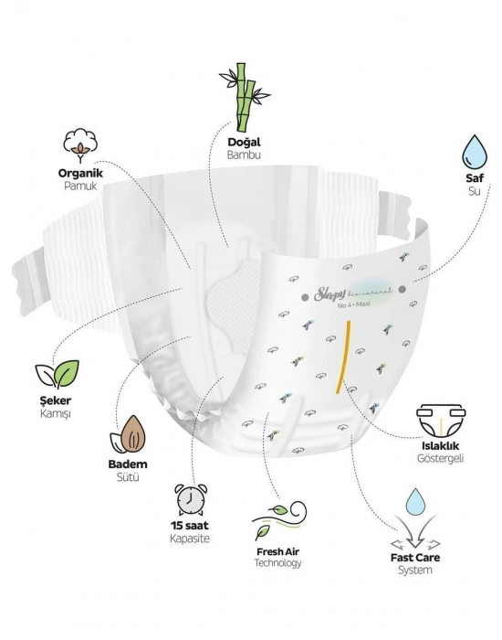 Sleepy Bio Natural Bebek Bezi Gross Paket 2 Beden 3-6 Kg 100 Adet