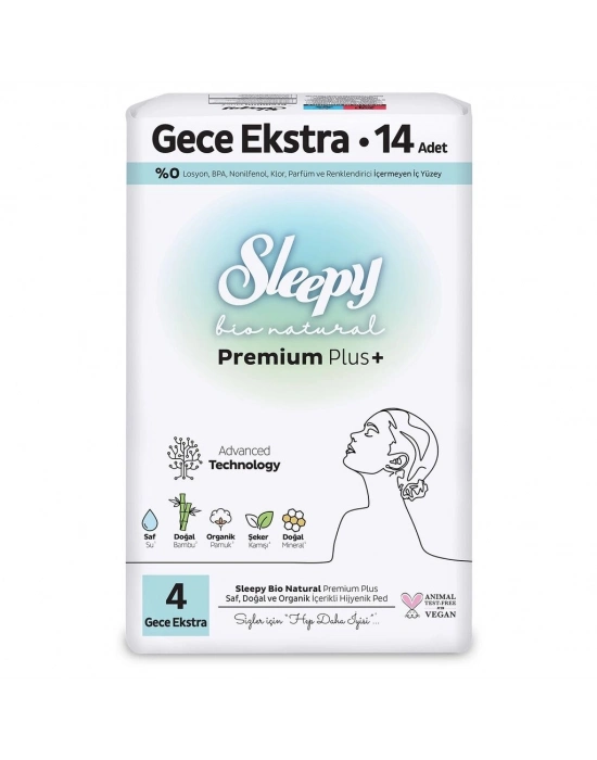 Sleepy Bio Natural Premium Plus Gece Ekstra Ped 14 Adet