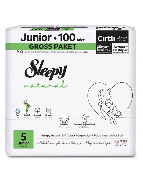 Sleepy Natural Bebek Bezi Gross Paket 5 Beden 11-18 Kg 100 Adet