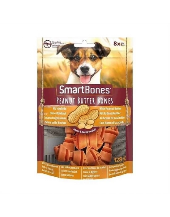 Smart Bones Tavuklu Fıstık Ezmeli Düğüm Kemik Köpek Ödül Maması 128 Gr
