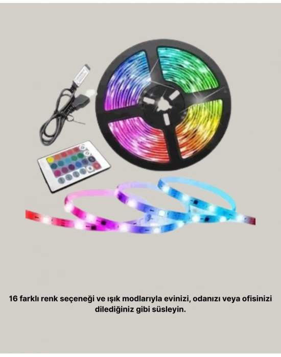 Smart Şerit LED Kumandalı USB Enerjili Suya Dayanıklı Dekoratif Aydınlatma