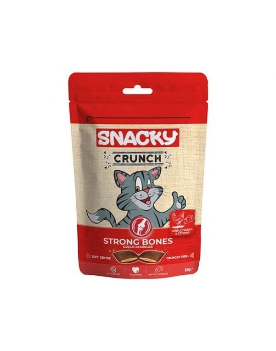 Snacky Crunch Strong Tavuklu ve Peynirli Kemik Sağlığı için Kedi Ödülü 1 Adet 60 Gr