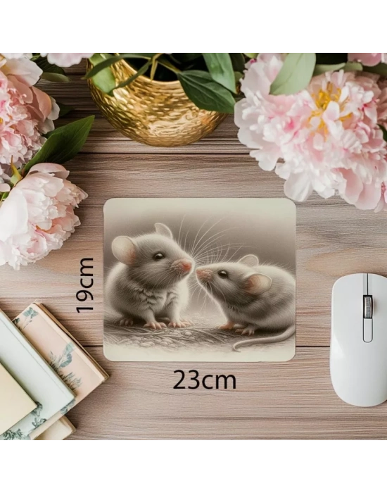 Sniffing Mouse Temalı Kalemle Çizilmiş Mouse Pad - 19x23 cm 2 mm Dikdörtgen İthal Baskılı Mouse Pad