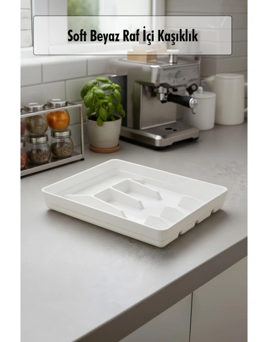 Soft Beyaz Akrilik Raf İçi Kaşıklık 26,5×34,5×4,5 cm