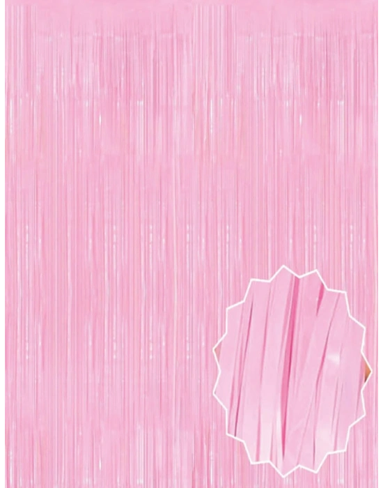 Soft Pembe Püsküllü Kapı Perdesi - Parti, Baby Shower, Cinsiyet Partisi 1x2 M