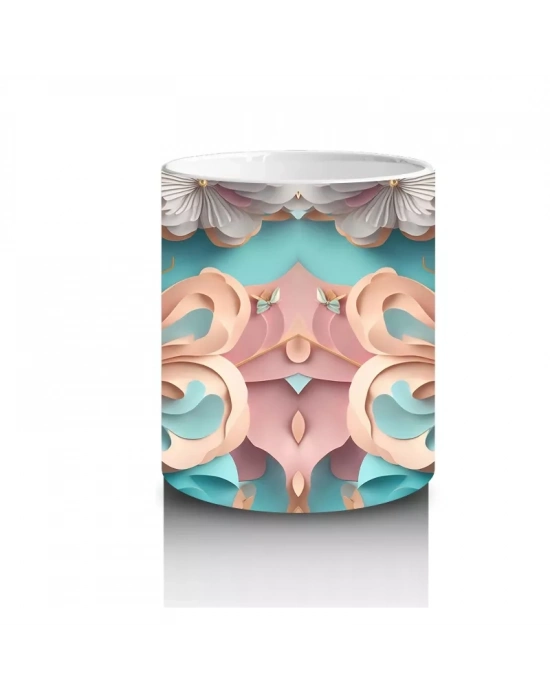 Soft Renklerde Kelebek Mandala Deseni – Baskılı Kahve Kupası