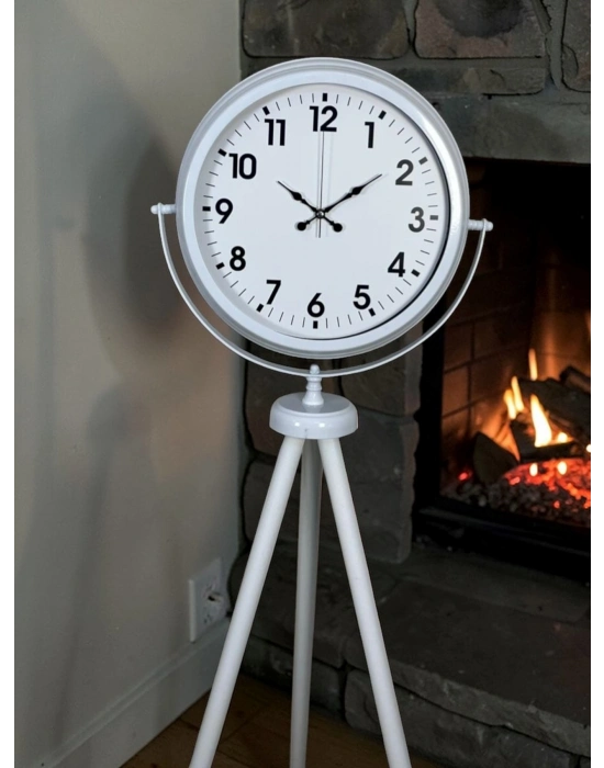 Soft White Dekoratif Tripod Ayaklı Saat